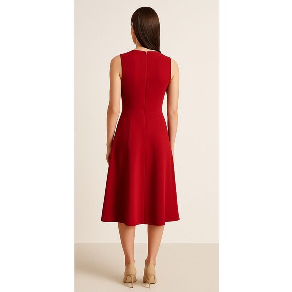 Derek Lam | Sleeveless Red Fit & Flare Midi Dress Size S | EUC - Picture 2 of 12
